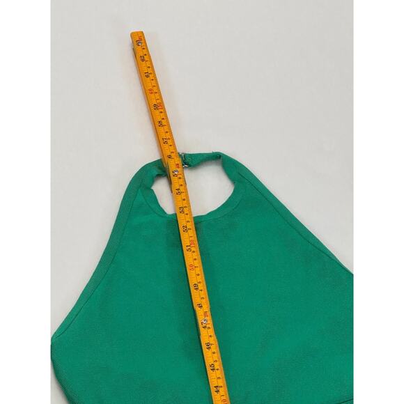 HERVE LEGER Kelly Green Halter Bandage Maxi Dress Gown Bodycon Size XS Ret $1100 - Picture 6 of 13
